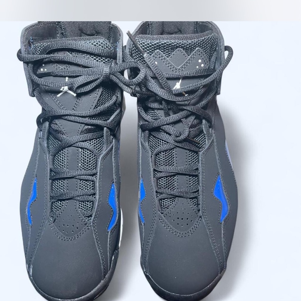 Jordan Black High-Top Sneakers with Blue Accents